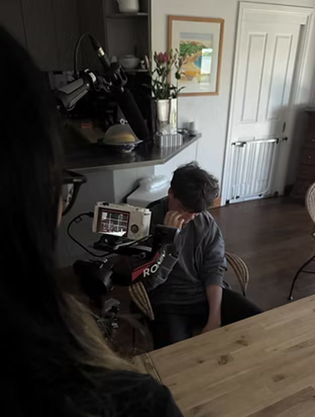 Actor and camera equipment between takes